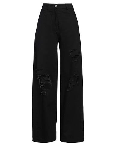 ISABEL BENENATO Denim pants Black 100% Cotton