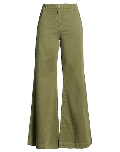 MERCI ITALIA Flared pant VERDE MILITARE 97% Polyester, 3% Elastane
