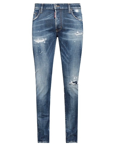 DSQUARED2 Denim pants Blue 93% Cotton, 4% Polyester, 3% Elastane, Cow leather