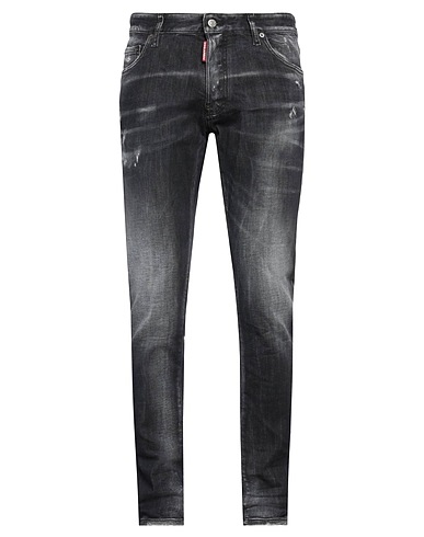 DSQUARED2 Denim pants Black 92% Cotton, 6% Elastomultiester, 2% Elastane, Cow leather