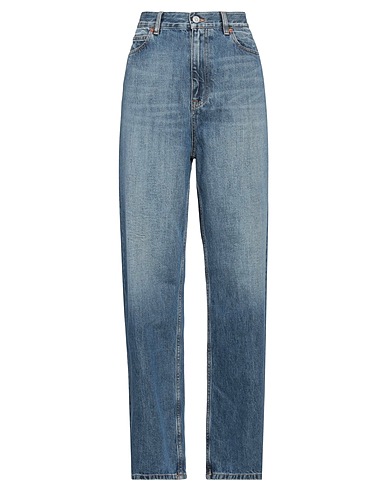 VALENTINO GARAVANI Denim pants Blue 100% Cotton, Calfskin