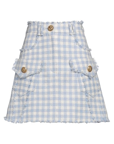 BALMAIN Mini skirt Sky blue 90% Cotton, 10% Polyamide