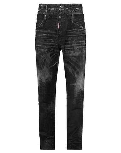 DSQUARED2 Straight leg 98% Cotton, 2% Elastane, Plastic, Calfskin