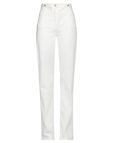 ELISABETTA FRANCHI Denim trousers White 97% Cotton, 3% Elastane