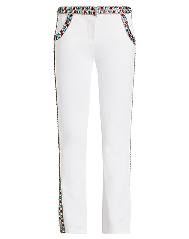 BALMAIN Casual trouser White 86% Viscose, 10% Polyamide, 4% Elastane, Glass, Brass