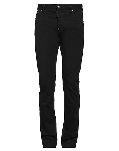 DSQUARED2 Denim trousers Black 90% Cotton, 8% Elastomultiester, 2% Elastane, Calfskin