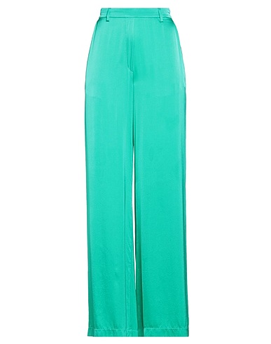 FORTE_FORTE Casual trouser Emerald green 96% Silk, 4% Elastane