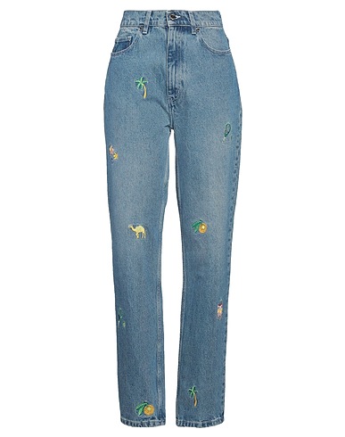 CASABLANCA Denim pants Blue 100% Cotton, Polyester, Leather