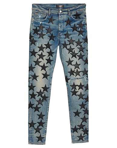 AMIRI Denim trousers Blue 92% Cotton, 6% Elastomultiester, 2% Elastane, Cow leather