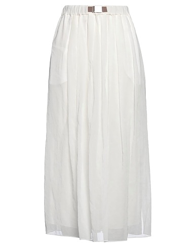 BRUNELLO CUCINELLI Midi skirt White 100% Cotton, Polyester, Elastane