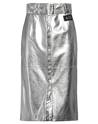 ARMANI EXCHANGE Midi skirt Silver 100% Viscose, Polyurethane