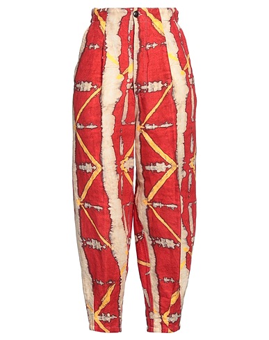 MYTHS Casual pants Red 57% Linen, 42% Cotton, 1% Elastane
