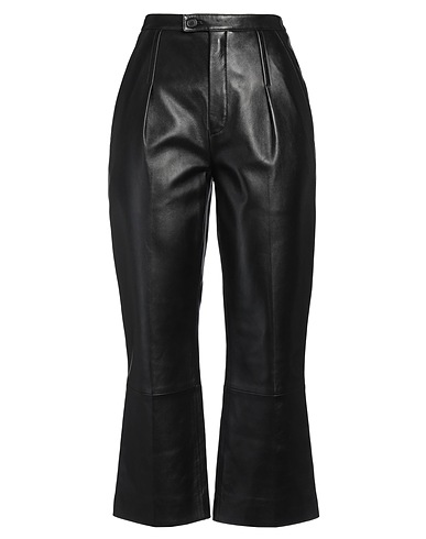 SAINT LAURENT パンツ ブラック 羊革（ラムスキン） 100%