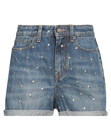 SAINT LAURENT Denim shorts Blue 100% Cotton, Brass, Calfskin