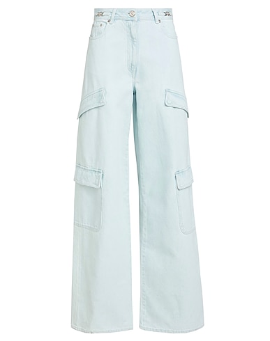 VERSACE Denim pants BLU 100% Cotton, Calfskin