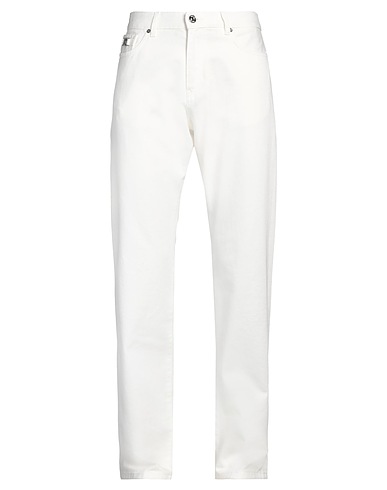 VERSACE Straight leg BIANCO 100% Cotton, Calfskin