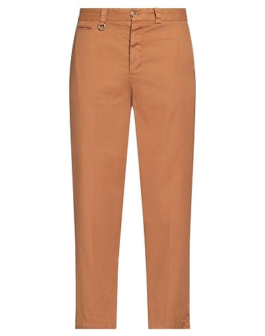 PAOLO PECORA Casual pants Brown 57% Linen, 41% Cotton, 2% Elastane