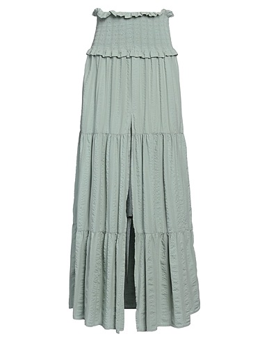 DONDUP Long skirt Sage green 100% Cotton