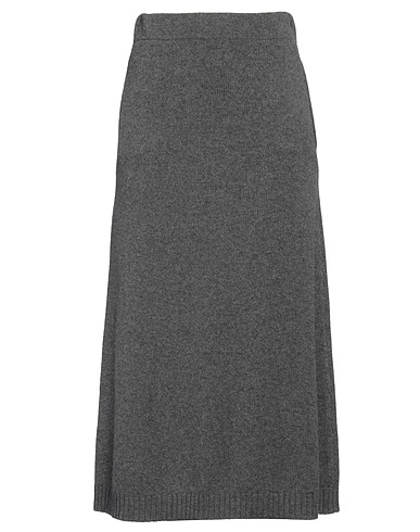 BRUNELLO CUCINELLI Midi skirt Grey 60% Virgin Wool, 30% Cashmere, 10% Silk