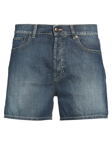 MCQUEEN Denim shorts BLU 100% Cotton, Calfskin