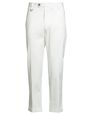 PAOLO PECORA Casual pants White 98% Cotton, 2% Elastane