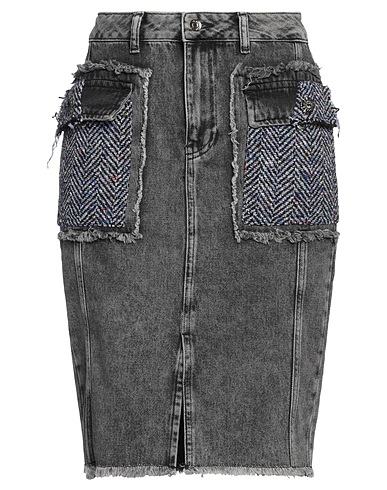 LIU •JO Denim skirt Black 100% Cotton, Acrylic, Polyester