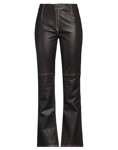 OVAL SQUARE 팬츠 & 스커트 다크 브라운 100% 램스킨