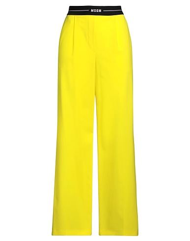 MSGM Casual pants Yellow 96% Virgin Wool, 4% Elastane
