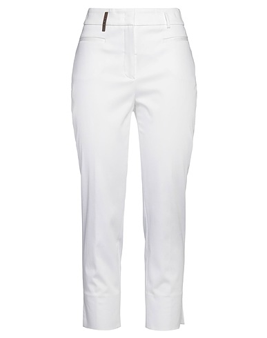 PESERICO Casual trouser White 98% Cotton, 2% Elastane