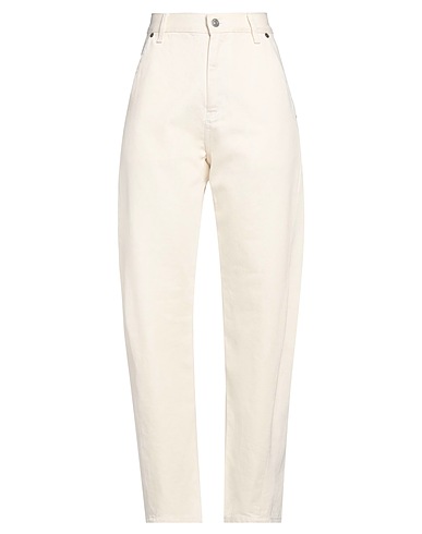 VICTORIA BECKHAM Casual trouser Ivory 100% Cotton, Brass, Leather