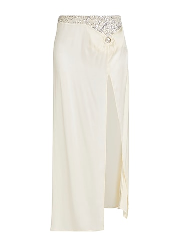 LA SEMAINE Paris Long skirt Ivory 50% Acetate, 50% Silk