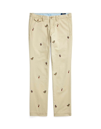 POLO RALPH LAUREN Casual pants Stretch Slim Fit Embroidered Chino Pant
 Beige 97% Cotton, 3% Elastane