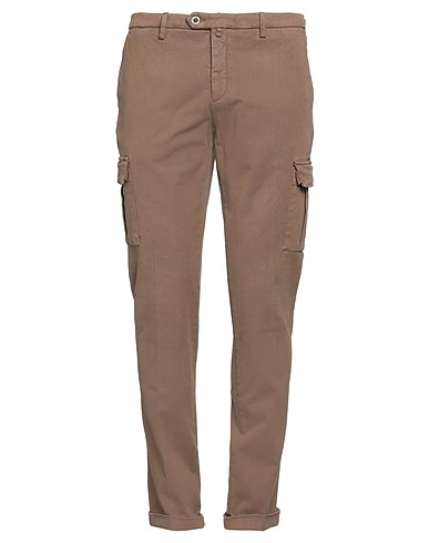 B SETTECENTO Casual pants Khaki 97% Cotton, 3% Elastane