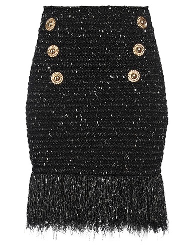 BALMAIN Mini skirt Black 38% Viscose, 28% Polyester, 17% Polyamide, 15% Cotton, 2% Metallic Polyester