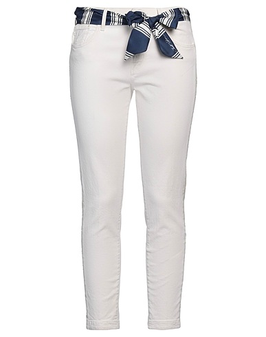 JACOB COHЁN Denim trousers Ivory 97% Cotton, 3% Elastane