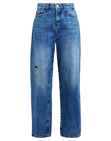 ARMANI EXCHANGE Denim trousers Blue 100% Cotton, Cow leather