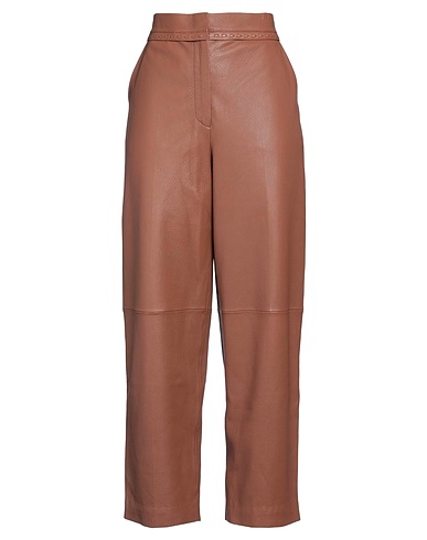 FENDI Casual trouser Brown 100% Deerskin, Lambskin