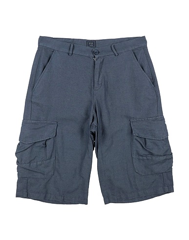 FAY Shorts & Bermuda Slate blue 56% Linen, 44% Cotton, Leather