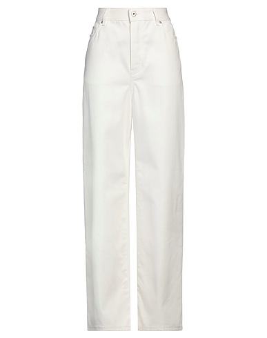 LOEWE Denim trousers White 100% Cotton, Calfskin