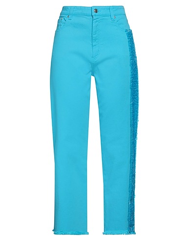 ICEBERG Denim trousers Turquoise 98% Cotton, 2% Elastane