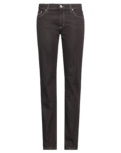 JACOB COHЁN Denim trousers Dark brown 92% Cotton, 6% Polyester, 1% Polyamide, 1% Elastane