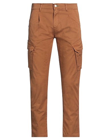 GREY DANIELE ALESSANDRINI Casual trouser Brown 98% Cotton, 2% Elastane