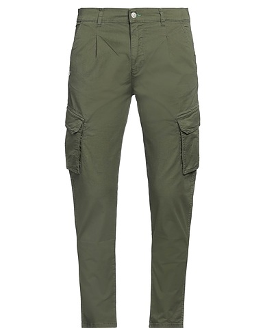 GREY DANIELE ALESSANDRINI Casual pants Military green 98% Cotton, 2% Elastane