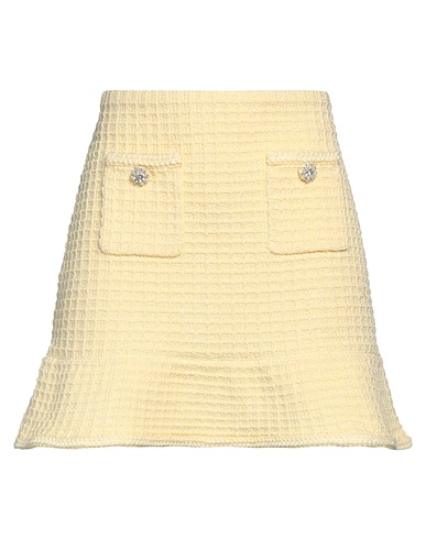 SELF-PORTRAIT Mini skirt Yellow 54% Polyester, 20% Cotton, 15% Other Fibres, 6% Polyamide, 5% Wool