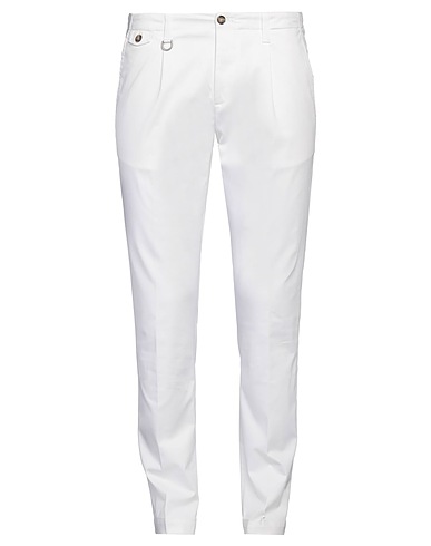 PAOLO PECORA Casual pants White 97% Cotton, 3% Elastane