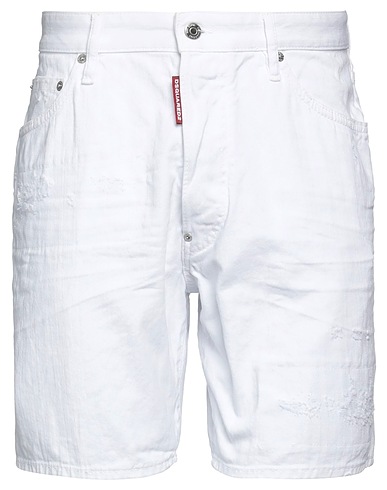 DSQUARED2 Denim shorts White 100% Cotton, Elastane