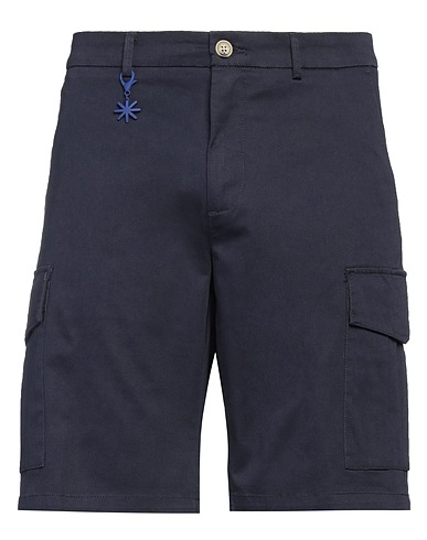 MANUEL RITZ Shorts & Bermuda Navy blue 98% Cotton, 2% Elastane