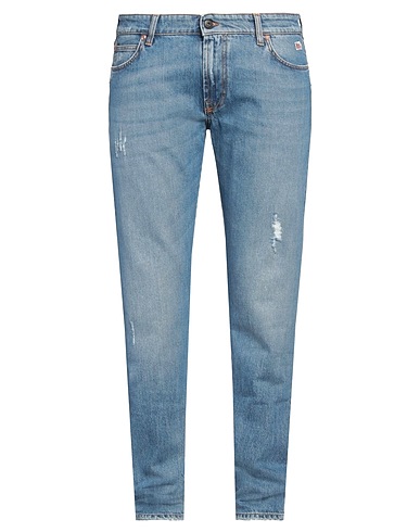 ROŸ ROGER'S Denim trousers Blue 99% Cotton, 1% Rubber