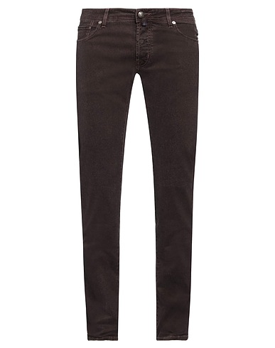 JACOB COHЁN Denim trousers Burgundy 98% Cotton, 2% Elastane