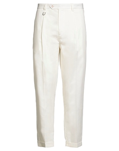 PAOLO PECORA Casual pants White 65% Lyocell, 35% Cotton